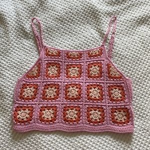 pink and orange crochet top size S never worn
